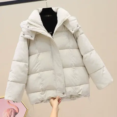 短款棉衣女2023冬装新款韩版连帽加厚学生宽松棉袄短外套面包服商品大图