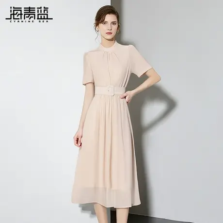 海青蓝  高级连衣裙女2025新款时尚气质设计感小众中长款女装裙子图片