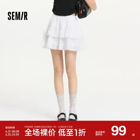 森马半身裙女设计感肌理蕾丝花边甜美2025夏新款A字蓬蓬短裙俏皮图片