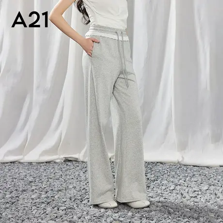 女装蕾丝拼接系绳休闲裤直筒裤商品大图
