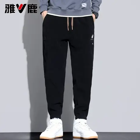 雅鹿休闲裤男 2025秋冬季新款男加绒加厚保暖港风潮牌宽松长裤子商品大图