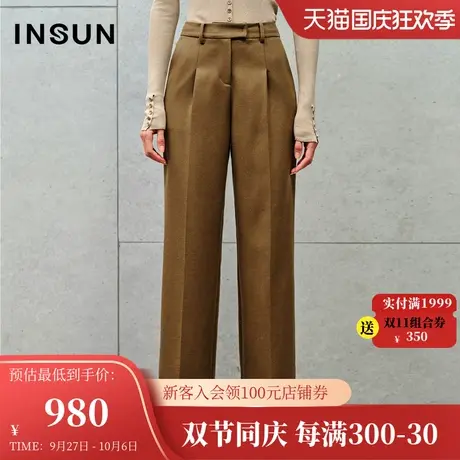 恩裳2023冬装新款精纺羊毛斜纹休闲裤摩登美拉德立体裤中缝直筒裤商品大图