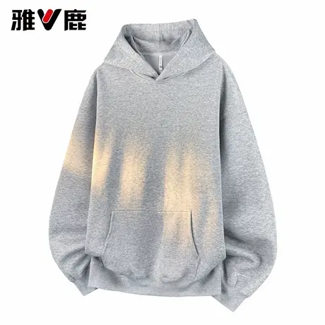 雅鹿纯色连帽卫衣男2026春夏新款青年重磅高级感休闲打底衫外套潮商品大图