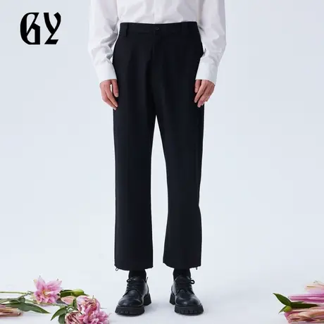 雅戈尔奥莱 GY男装青年休闲时尚黑色宽松抽拉绳男士休闲裤商品大图