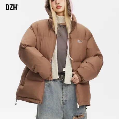 男士保暖棉服男冬季加厚棉衣咖啡色外套2023新款情侣装面包服棉袄商品大图