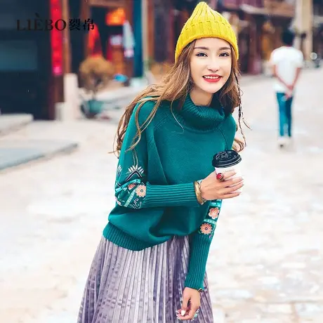 【预】裂帛复古流行高领软糯圈圈毛衣女冬2023新款宽松慵懒风上衣商品大图