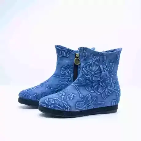 【丹香】中国风千层底布鞋汉舞原创牛仔女单靴侧拉链女布鞋商品大图