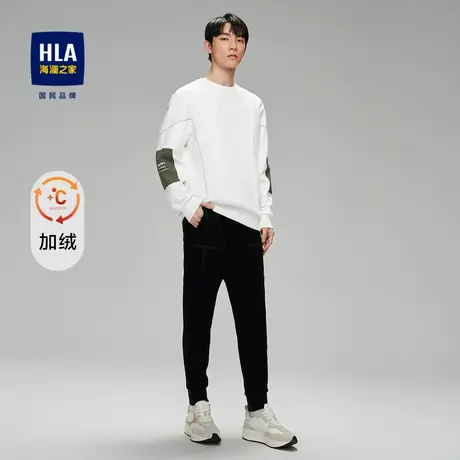 HLA/海澜之家时尚线条卫衣摇粒绒舒适微弹圆领上衣男商品大图