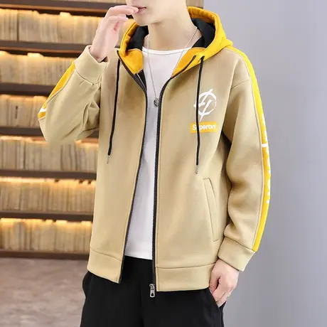 男士开衫连帽卫衣韩版运动潮流2025青少年学生春秋季拉链休闲外套商品大图