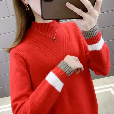 毛衣女内搭冬2024年新款女装宽松针织打底衫女百搭秋冬外穿潮洋气商品大图