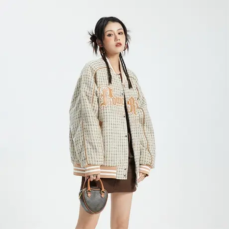 秋冬棉服女2023年新款棉衣小众设计感oversize复古小香风外套ins商品大图