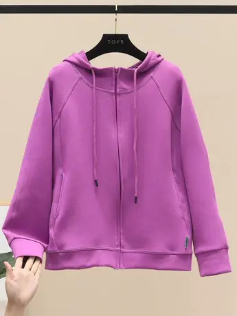 2023春秋季新款欧洲站抽绳连帽卫衣外套女时尚短款开衫百搭上衣潮图片