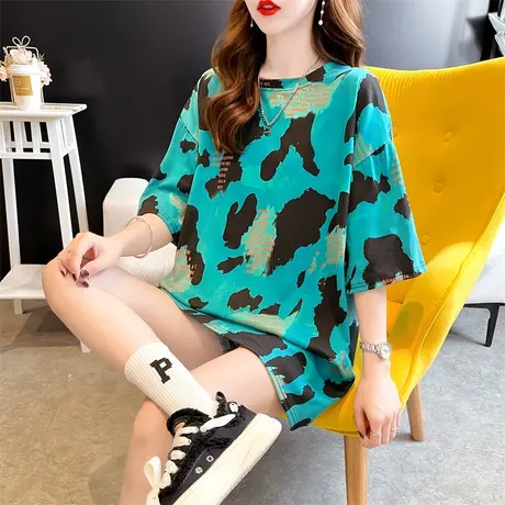 小众设计感ins短袖t恤女夏2023新款夏季女装宽松上衣半袖印花体恤商品大图