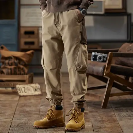 秋冬时尚潮流男士纯色直筒休闲裤宽松大码长裤百搭舒适工装裤商品大图