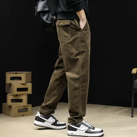 灯芯绒休闲裤男春季2024新款直筒春秋款男士裤子宽松大码男裤商品大图