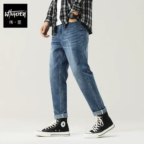 伟臣2023秋冬新品大码男式加厚牛仔裤胖子加肥加大宽松百搭休闲裤商品大图