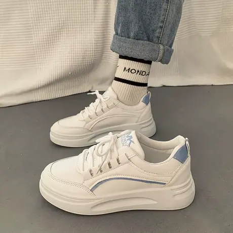 今年流行的小白鞋2024新款女鞋夏季厚底增高学生百搭秋季超火板鞋商品大图