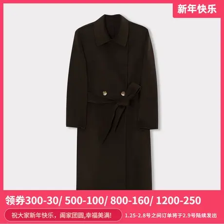伊芙丽毛呢外套女秋冬新品长袖翻领宽松中长款女士羊毛大衣双面呢商品大图