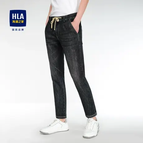 【奥莱】HLA/海澜之家宽松小脚牛仔裤透气猫须工艺轻薄九分裤男图片