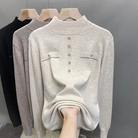 半高领毛衣女打底衫2025春秋新款套头外穿针织衫内搭洋气厚上衣潮图片