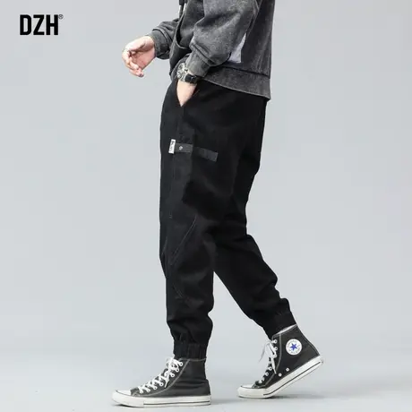 男士黑色工装裤男秋冬款2024新款男裤美式高街裤子男款休闲束脚裤商品大图