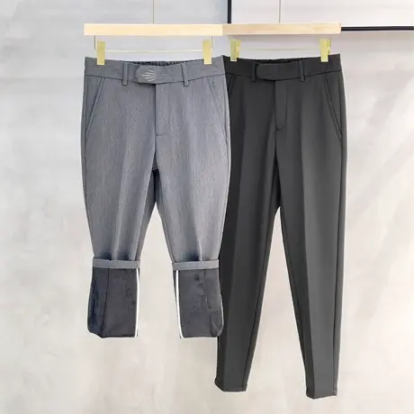 加绒男裤毛呢西裤男加厚男士裤子冬季商务男款休闲裤九分裤西装裤商品大图