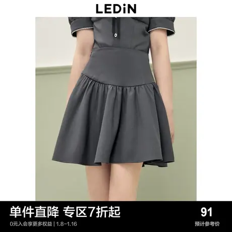 乐町甜美a字半身裙夏季女装显瘦灰色百搭少女气质短裙商品大图