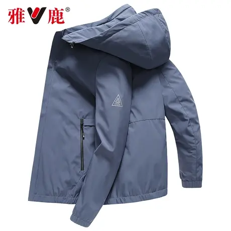 雅鹿男装连帽夹克男士外套2024春季新款中青年冲锋衣休闲宽松上衣商品大图