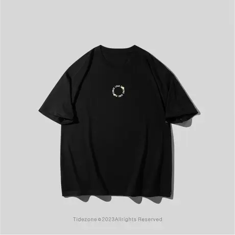 Ohlyah2023春夏季简约印花圆圈基础圆领短袖T恤男女新款衣服情侣图片