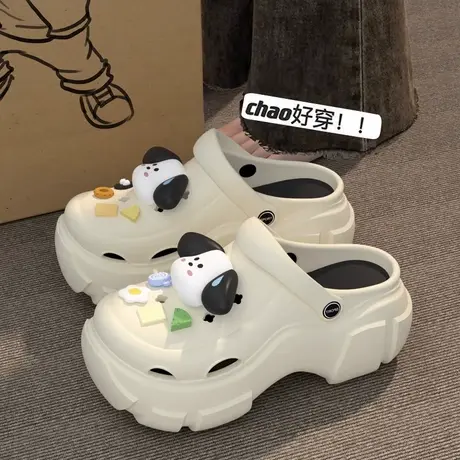 爆款洞洞鞋女夏季2024新款网红时尚厚底增高包头拖鞋外穿沙滩凉鞋商品大图