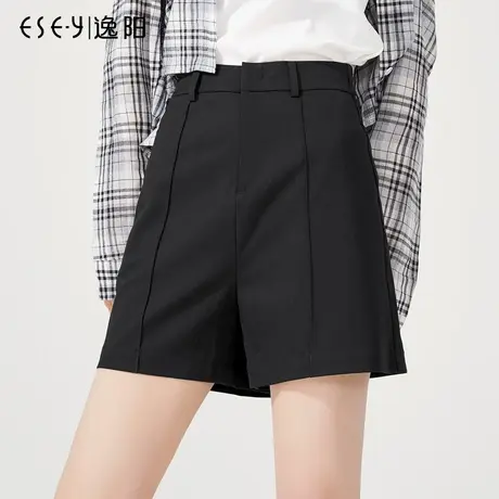 逸阳休闲短裤女2023夏季新款四分韩版松紧高腰显瘦宽松A字三分裤商品大图