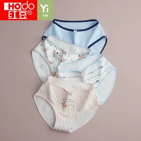 红豆女士内裤纯棉全棉裆中腰抗菌蕾丝可爱女生抑菌少女式三角短裤商品大图