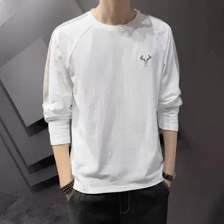 长袖t恤男士春秋季棉感内搭打底衫圆领卫衣韩版潮流ins春装上衣服商品大图
