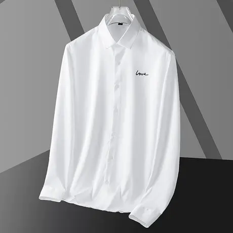 男士衬衫2023新款长袖商务正装免烫抗皱白色衬衣轻熟风高级感寸衫商品大图