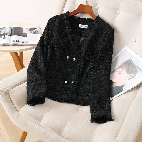 伊自尚2023新款韩版胖mm时尚大码女装秋季小香风名媛气质通勤外套商品大图