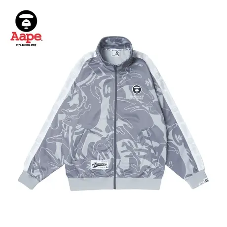 Aape旗舰店男装秋冬猿颜串标迷彩刺绣街头薄绒卫衣外套A374XXL商品大图