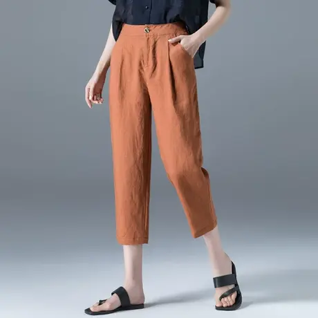 七分亚麻裤女夏季薄款2023新款棉麻裤子女夏女裤休闲八分裤哈伦裤图片