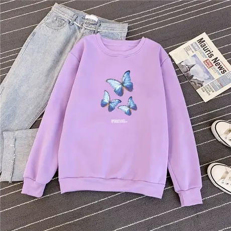 waitmore卫衣女2023秋冬套头加绒加厚ins潮韩版宽松bf慵懒风上衣商品大图