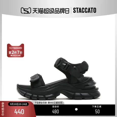 思加图新款休闲厚底增高运动凉鞋机甲鞋户外女鞋L9331BL2商品大图