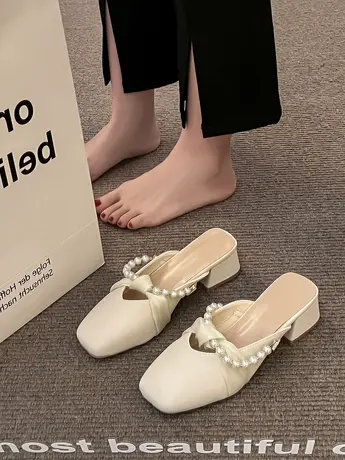 包头半拖鞋女夏外穿2023新款仙女风凉鞋拖配裙子绝美高跟半托单鞋商品大图