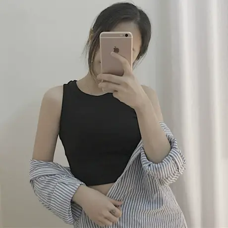 港味复古吊带女装夏短款露脐无袖t恤外穿打底原宿小清新背心上衣图片