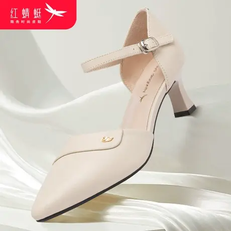 红蜻蜓女鞋夏季包头中空一字带高跟鞋百搭显瘦配裙子细跟时装凉鞋商品大图