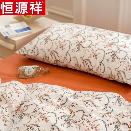 恒源祥新款全棉印花春夏单枕套一对装家用学生宿舍单人枕头套枕巾图片