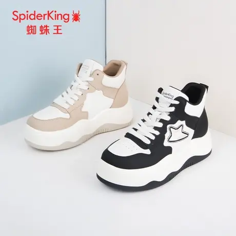 SPIDER KING/蜘蛛王女板鞋2023冬商场新款高帮鞋波浪底熊猫拼色潮图片