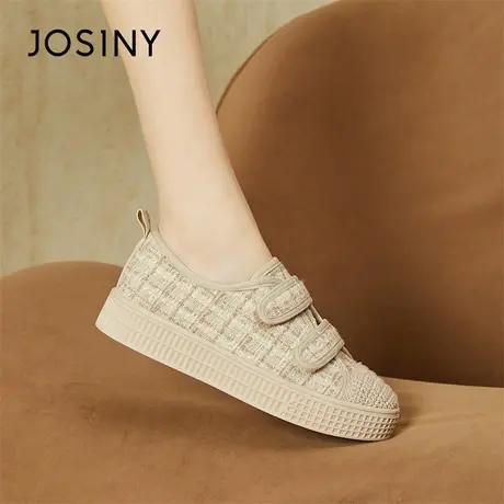 Josiny/卓诗尼厚底2024新款春季爆款小白鞋透气网面单鞋渔夫鞋女商品大图