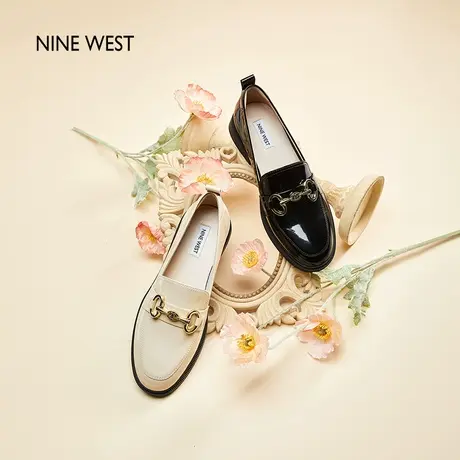 Nine West/玖熙英伦风乐福鞋女衔扣小皮鞋2024年春新款百搭格雷系图片