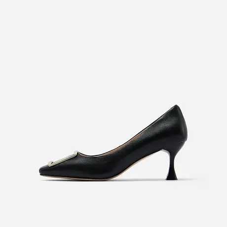 Nine West/玖熙2023年秋季新款高跟鞋女方头方扣小猫跟单鞋女通勤图片