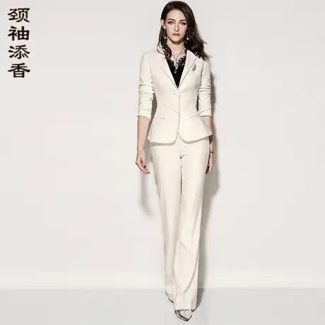 颈袖添香2023商务气质职业装套装女小西装长裤两件套正装西服商品大图