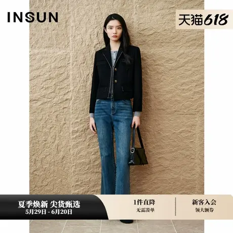 INSUN恩裳专选秋季羊毛复古设计感小香风短外套商品大图