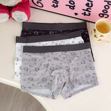 甜恋心蒂~男士内裤冰丝抗菌无痕卡通印花夏季可爱四角宽松平角裤商品大图